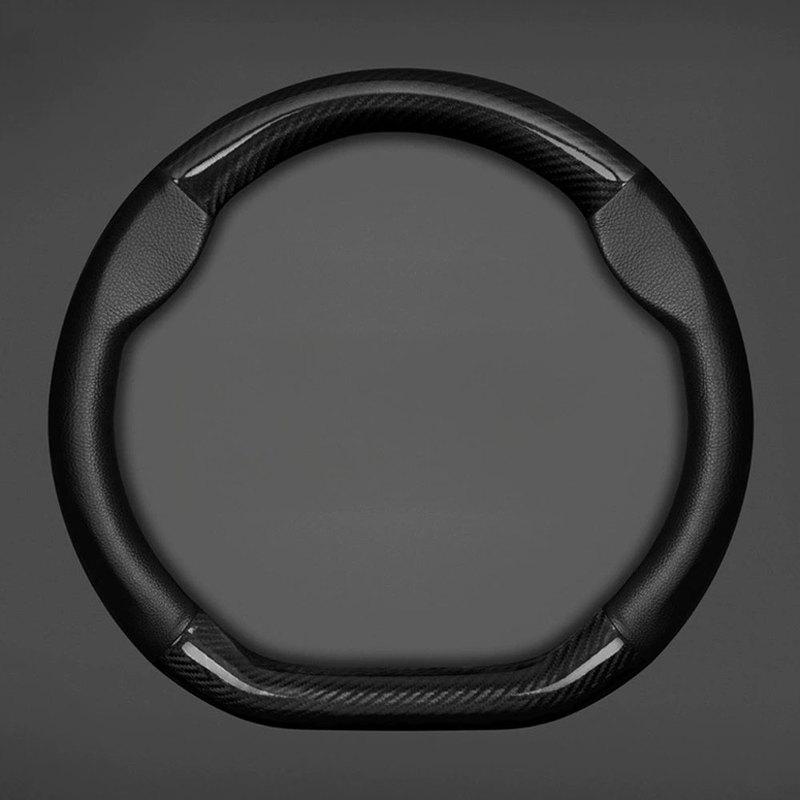 Genuine Leather Car Steering Wheel Cover, Carbon Fiber Grip, All-Season Anti-Slip Breathable Steering Wheel Cover for Vehicles