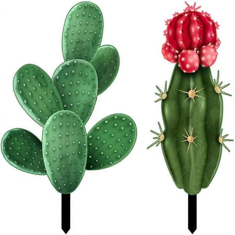 Decorative Garden Inserts,Cactus Lawn Sign Stake - Outdoor Cactus Statue Sculpture Ornament for Garden Lawn Ground Yard