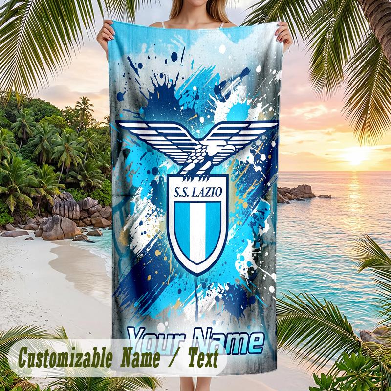 Beach Towel Lazio FC Print Custom Name Text Soft Towel for Swimming Pool