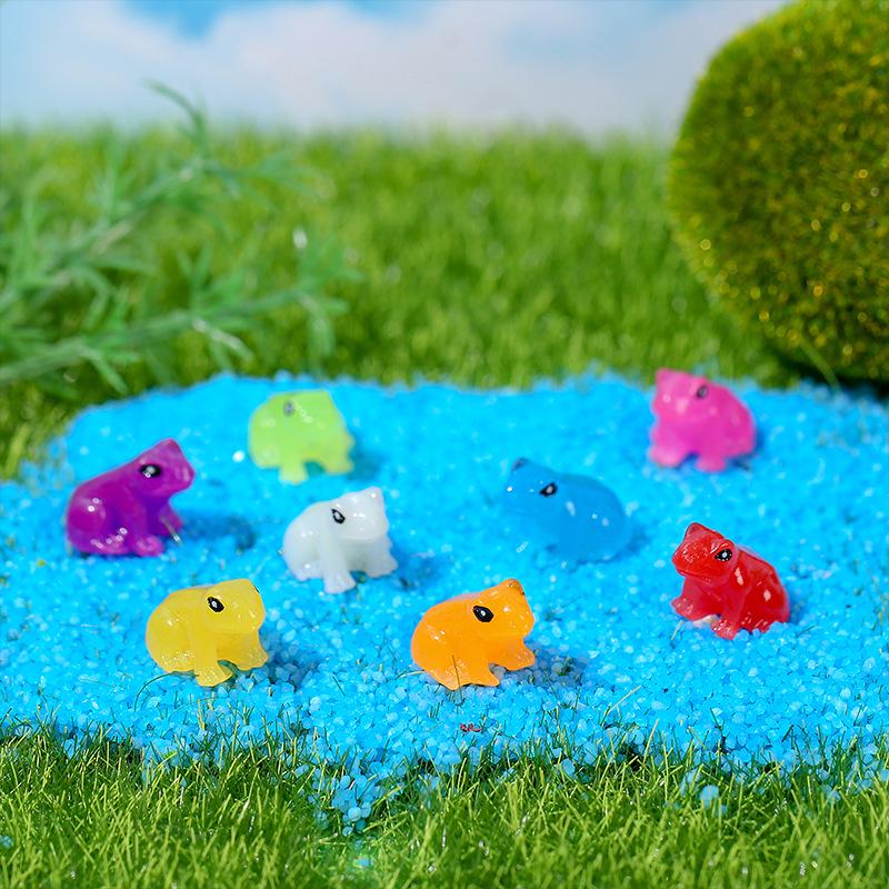 Colorful Luminous Frog Micro Landscape Figurine - Creative Resin Handicraft Jewelry Accessory