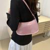 Retro fashion glossy PU leather shoulder bag casual commuting women's handbag single shoulder crossbody bag
