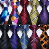 Fashion Mens Tie Plaid Check 10 Styles Jacquard Woven Silk Tie Pocket Square Cufflinks Designer Set