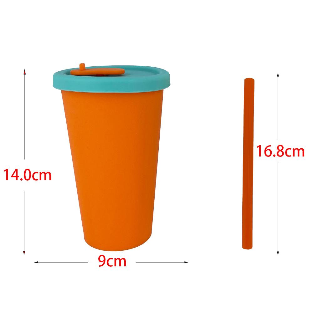 Reusable Edible Silicon Milky Tea Cup with Straw for Kids Drop Resistant Eco Friendly Handy Water Bottle