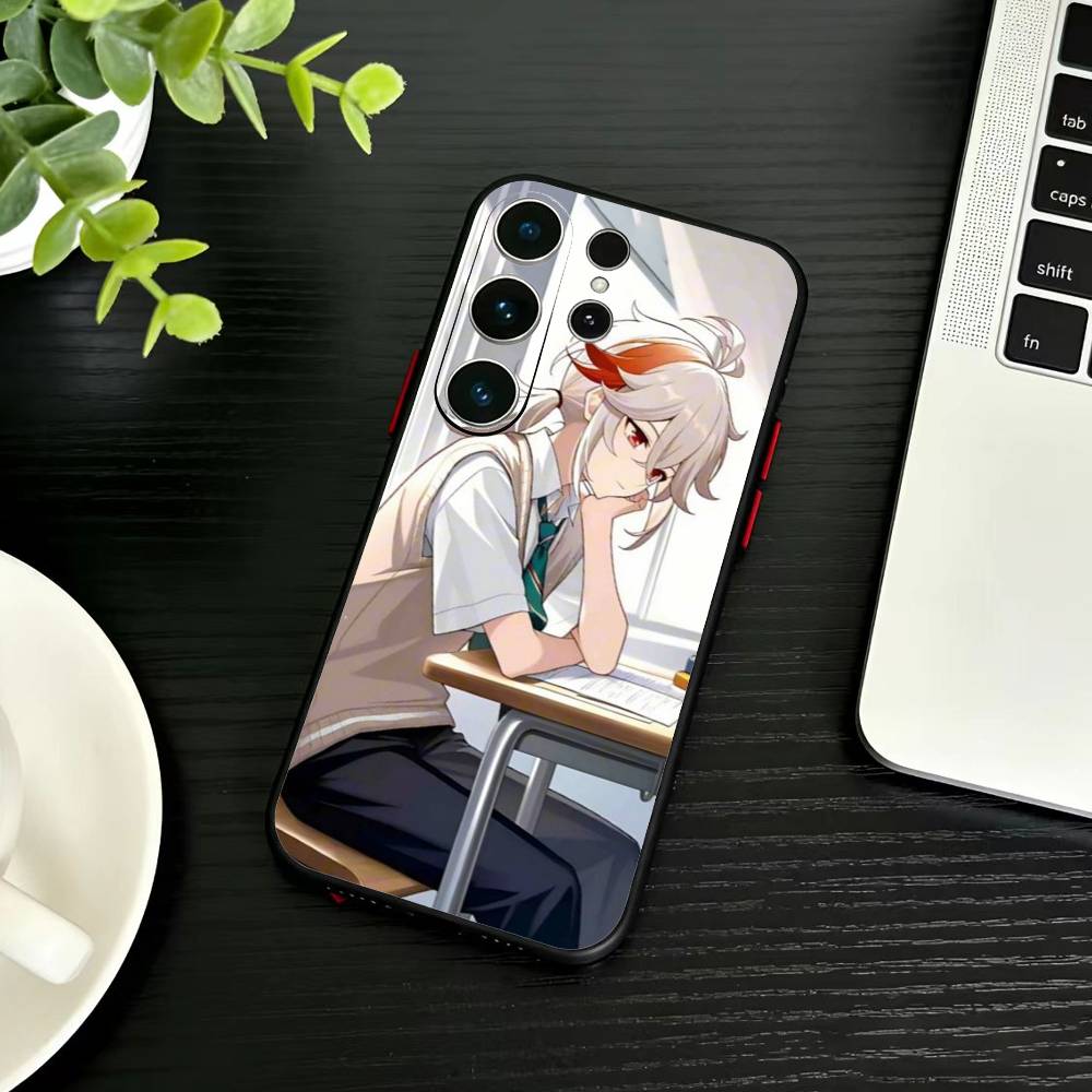 Чехол для телефона Genshin Y-Каэдэхара Кадзуха для Samsung S26, S25, S24, S23, S22, S30, S21, Ultra, Plus, FE 5G, Черный, Мягкий