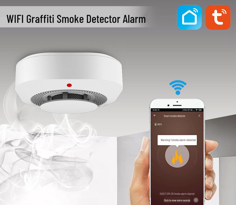 Tuya Smart WiFi Smoke Detector EN14604 Certified - Mobile Remote Smoke Alarm