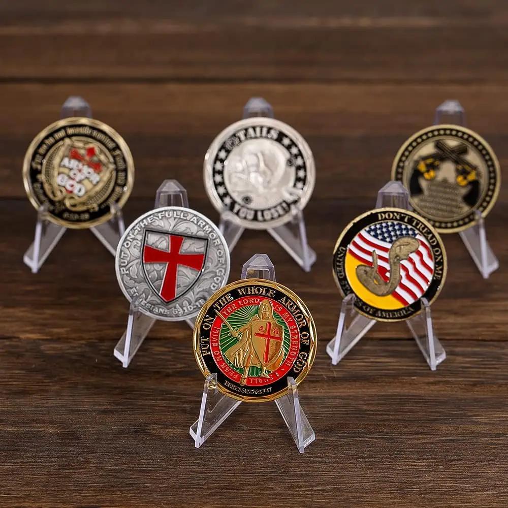 5/10/20Pcs Coin Display Easel Holder Acrylic Stands Small Rack For Display Collection Capsule Challenge Coin Medal Frame Photo