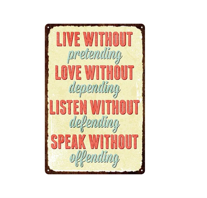 Clear Family Rules Vintage Tin Painting Inspirational Sentence Metal Signs Plaque Wall Decor Poster Home Decoration Accessories