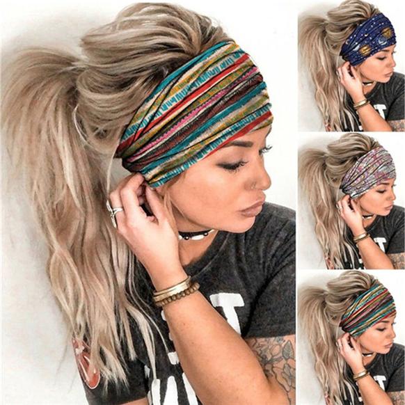 Summer Women Fashion Print Yoga Sports Elastic Headwraps Outdoor Sports and Leisure Headscarves Hair Band