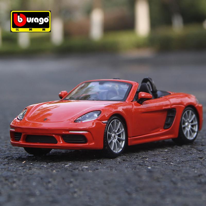 AABKO1 Bburago 1:24 Porsche 718 Boxster Supercar Alloy Car Diecasts & Toy Vehicles Car Model Miniature Scale Model Car For Children