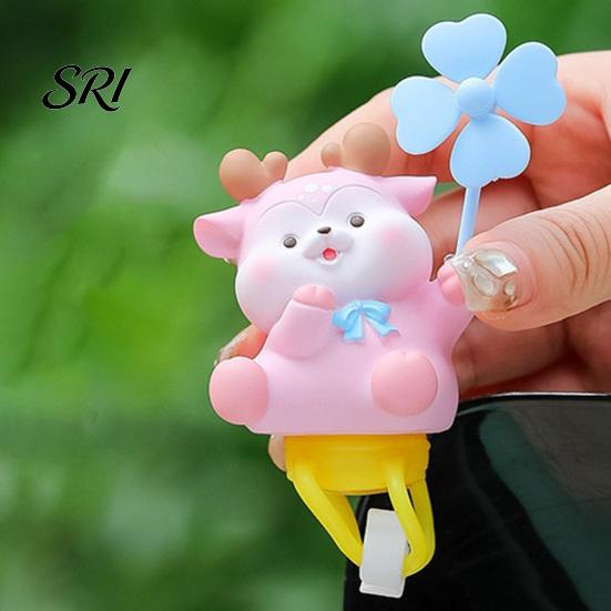 Non-drilling Car Mount Ornament Cartoon Windmill Decoration with Soft Doll Cute Rotary for Dashboard Animal Handlebar & Vent Solar/Manual Spin