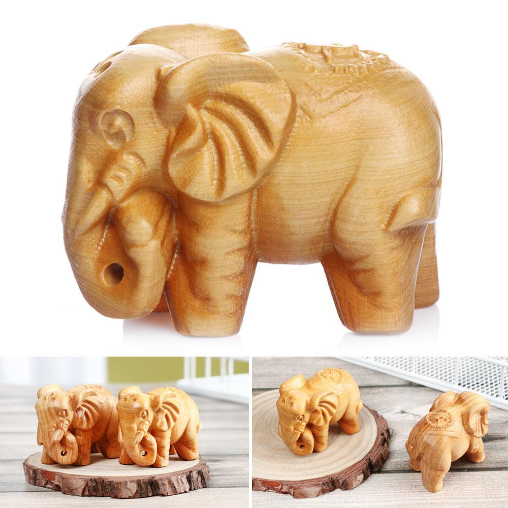 Car Ornament Wooden Craft Wood Elephant Figurines Mini Animals Statue Chakra Healing Lucky Charm