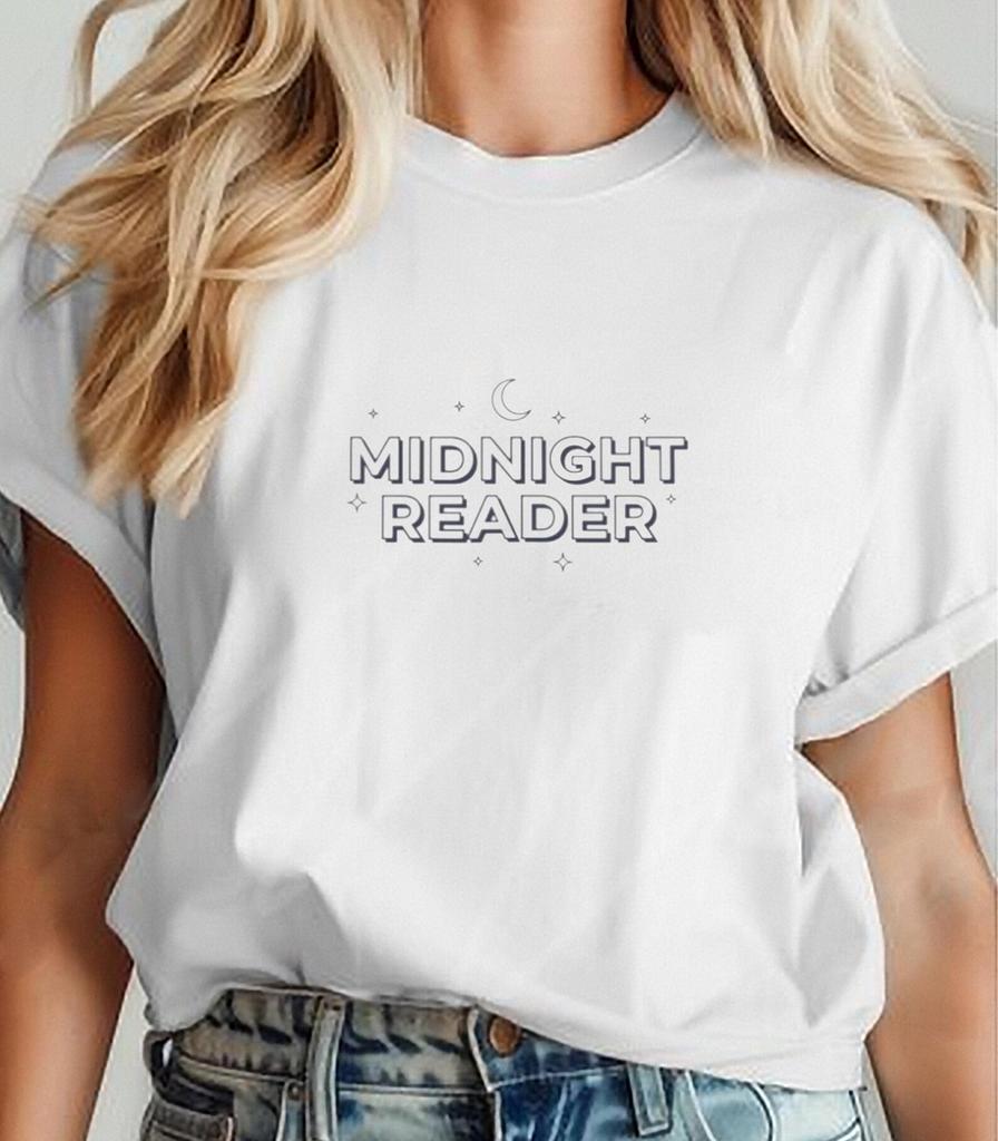 Midnight Reader T-Shirt | outline text shirt, hollow font design
