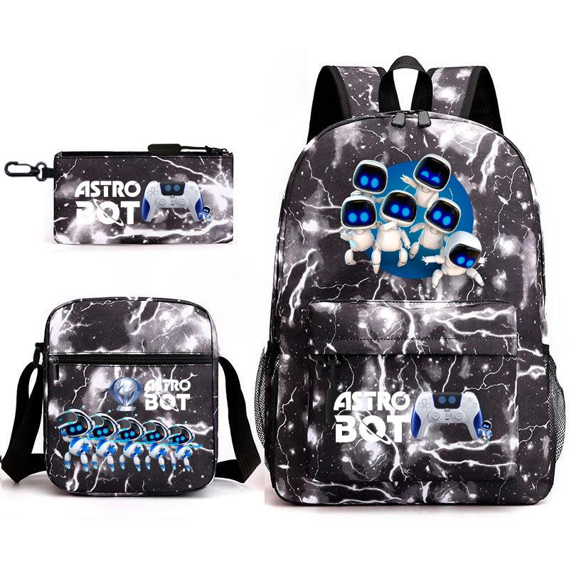 Teen Schoolbag, Universe Robot, Primary School Student Starry Sky Personality Heat Transfer Backpack Three-piece Set
