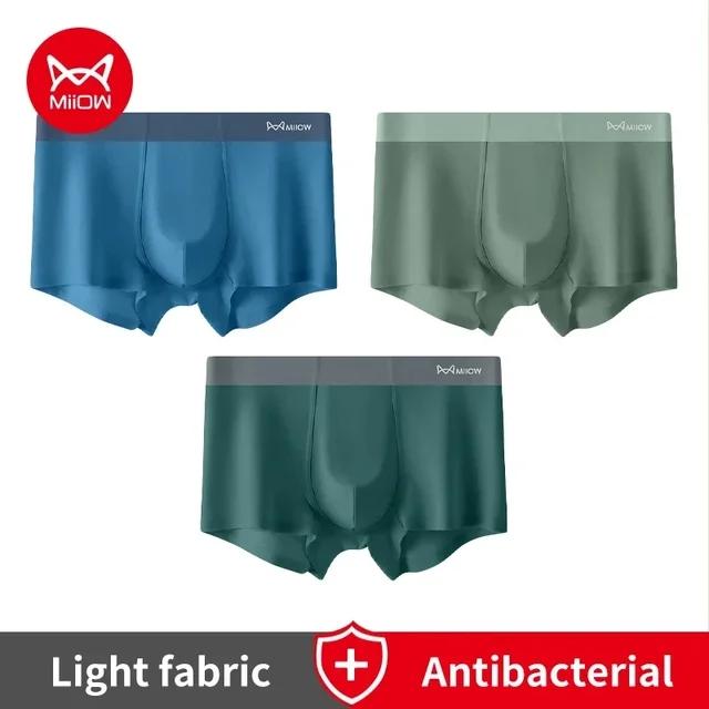 MiiOW 3 шт. легкие шелковые мужские боксеры без следов, антибактериальные внутренние напильники, мужские трусы, нижнее белье, мужские бесшовные трусы-боксеры