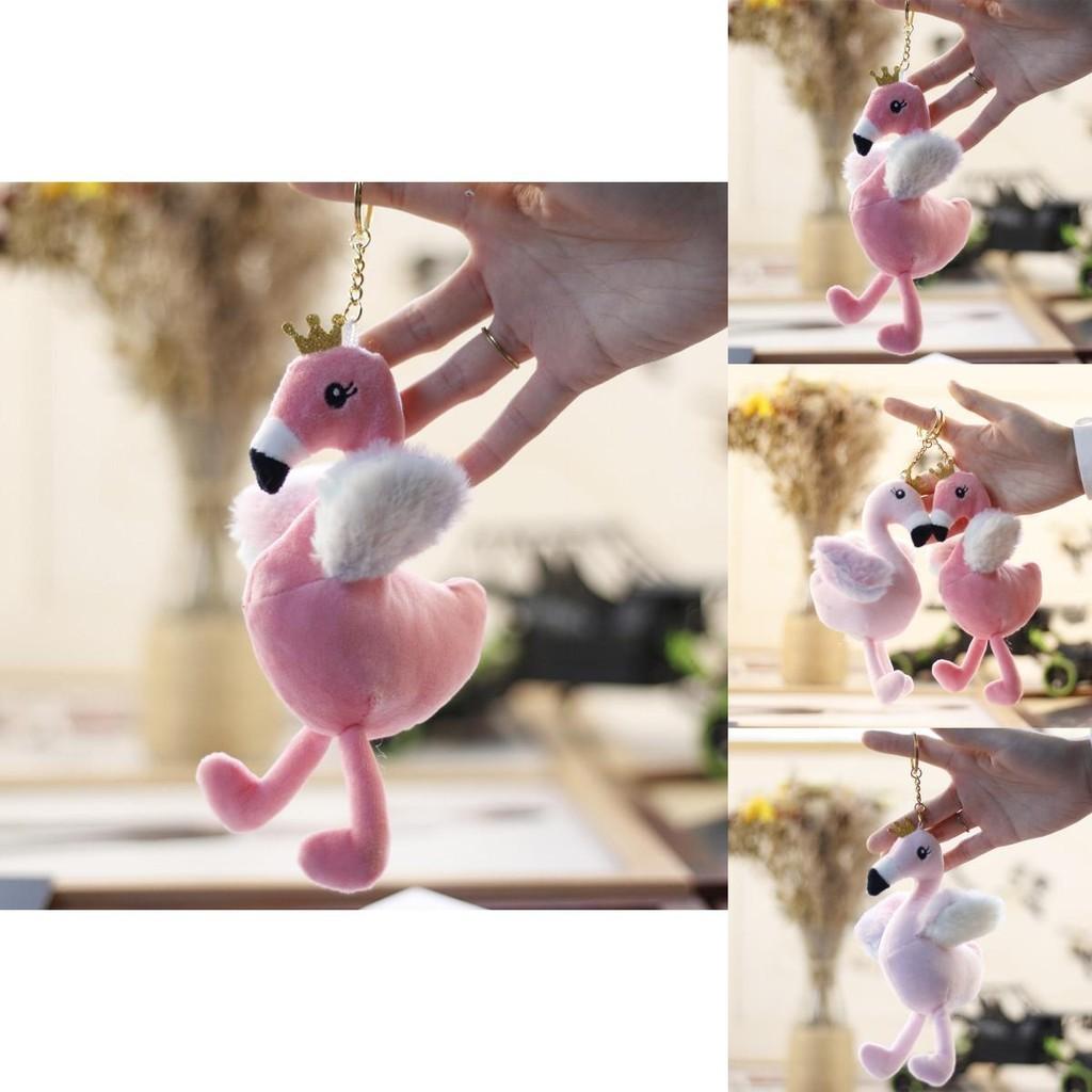 Soft Mini Flamingo Plush Toy Pink Bag Ornament Key Holder For Kids
