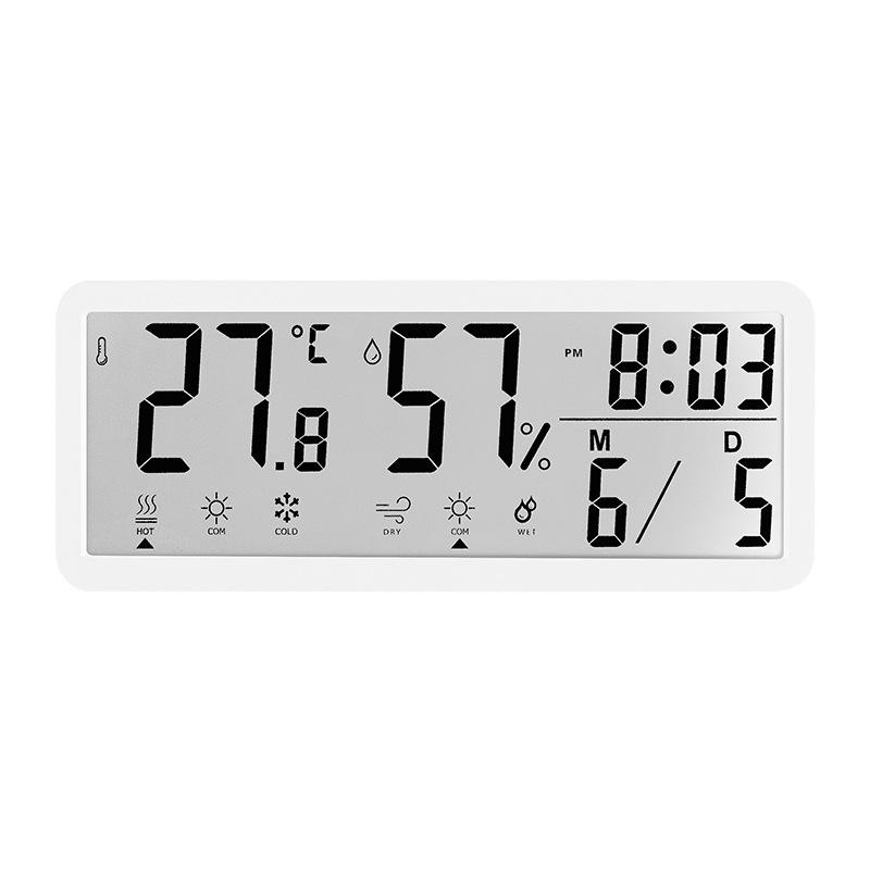 Battery Powered Digital Wall Clock TEMP Humidity Date Comfortableness Table Clock 12/24H LCD Clock For Living Room Home Decor