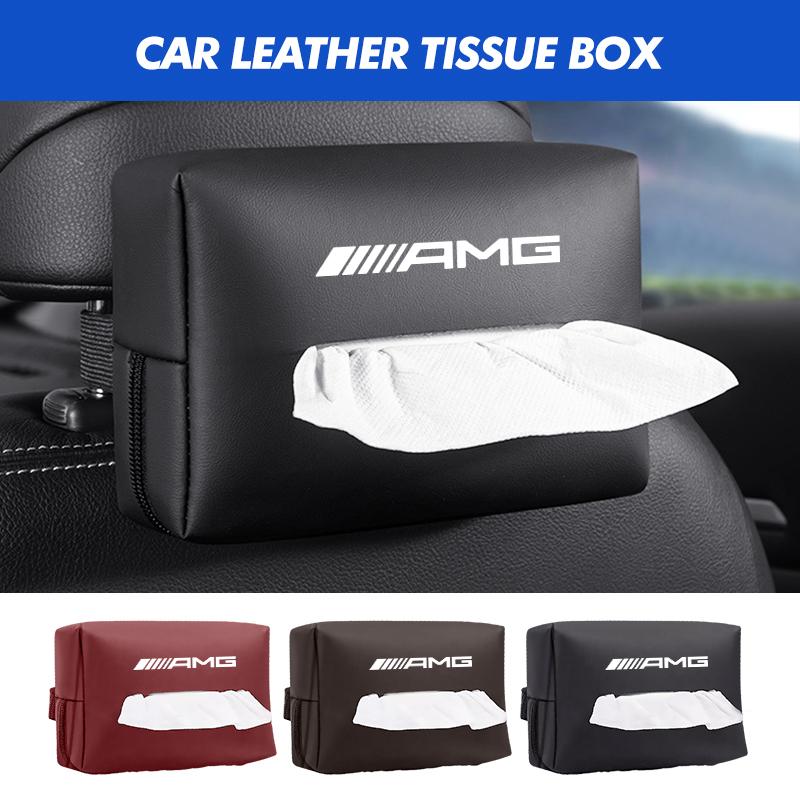 CSF1 Car Tissue Box Holder Back Seat Tissue Case With Fix Strap For Mercedes Benz AMG W202 W212 W213 W220 W221 W222 C180 C200 C260