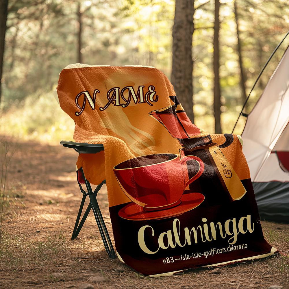Coffee Art Outdoor Customize Your Name Blanket Soft Lightweight Multiseason Use For Travel Camping Picnic Sofa Office Bed Living Room Perfect Gift For