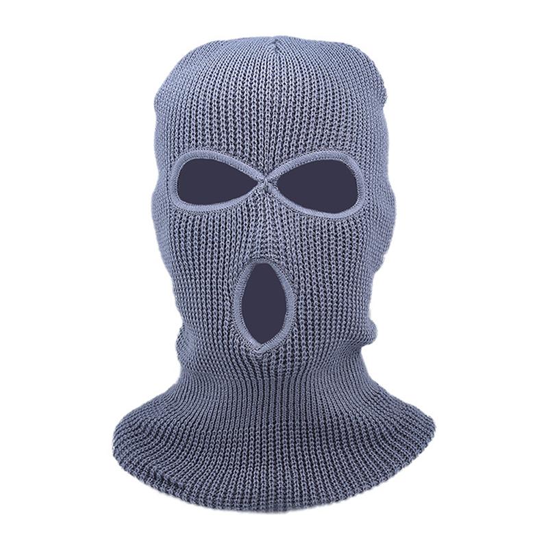 Вязаная полнолицевая маска с 3 отверстиями, лыжная маска, зимняя Балаклава, теплая вязаная полнолицевая маска