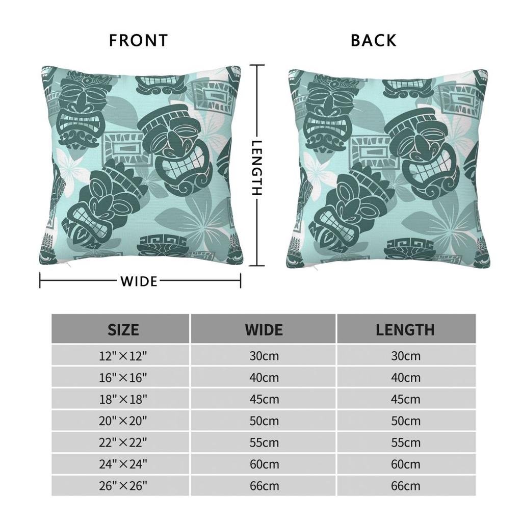 Tiki Heads Aqua Square Pillowcase Polyester Linen Velvet Creative Zip Decor Pillow Case Car Cushion Cover
