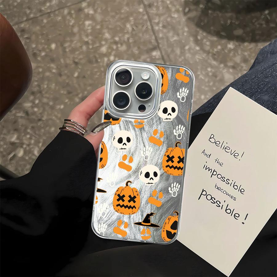 Черный чехол-бампер из мягкого материала для Apple iPhone 16e 12 14 14 Plus 11 13 Pro 17 Air 15 16 Pro Max Мультяшный Хэллоуин