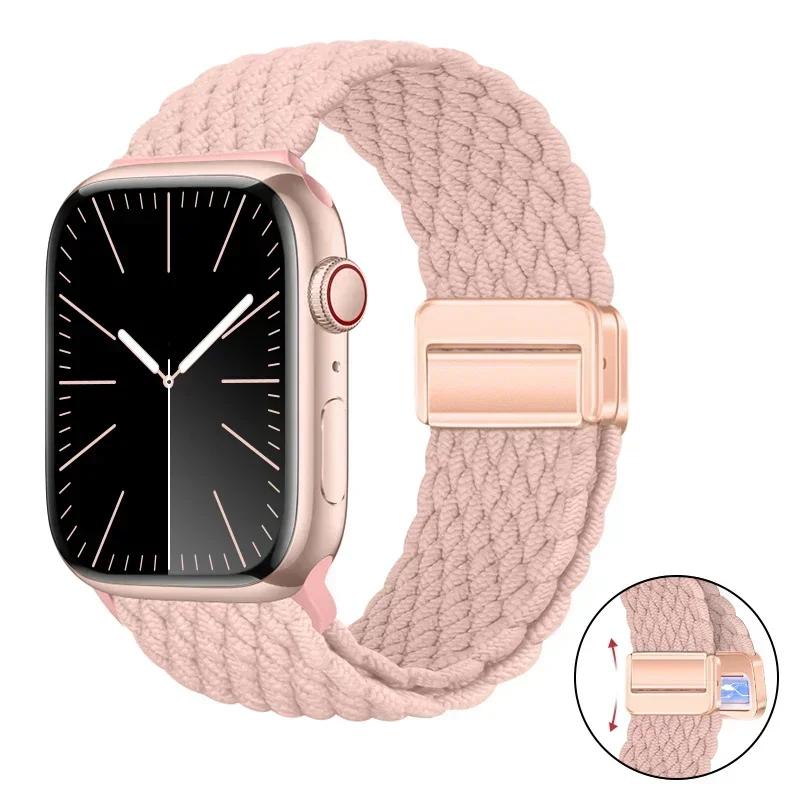 Магнитный плетеный ремешок-петля для Apple Watch 45мм 41мм 44мм 42мм 46мм Ultra 3 49мм Нейлоновый браслет iWatch 11 10 9 8 7 6 5 SE