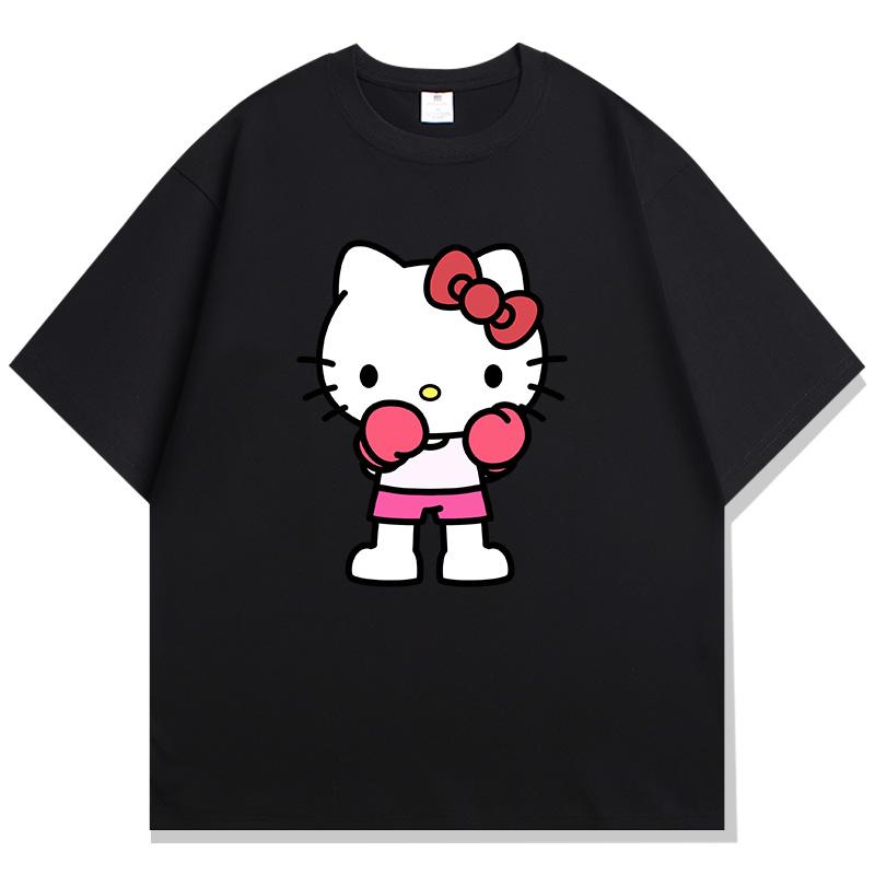 Hello Kitty Boxing Fitness Print Womens Oversized LooseFit TShirt Casual Cotton ShortSleeve Fashionable Versatile Top