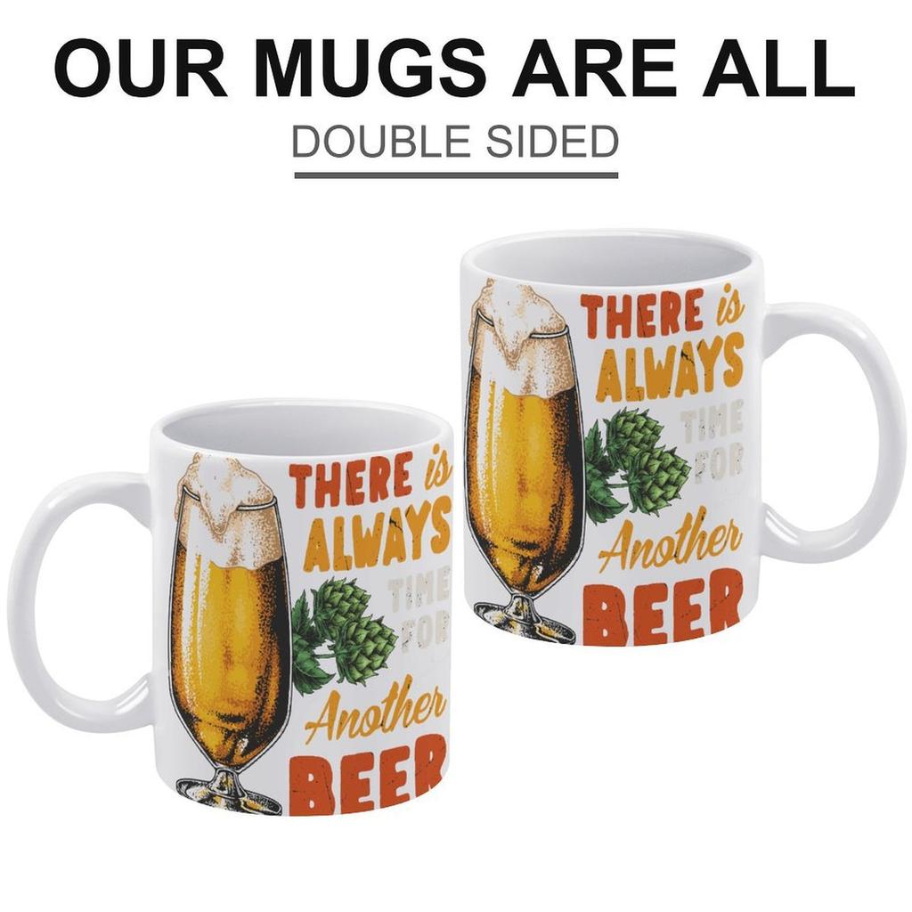 1 шт. 11 унций керамическая кружка для кофе для любителей пива с двухсторонним принтом, забавная повседневная чашка для дома или офиса, отличный выбор для подарка друзьям