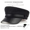 Wool Beret Cap for Women Men Navy Hat Pu Leather Outdoor Travel Hats Winter Warm Caps