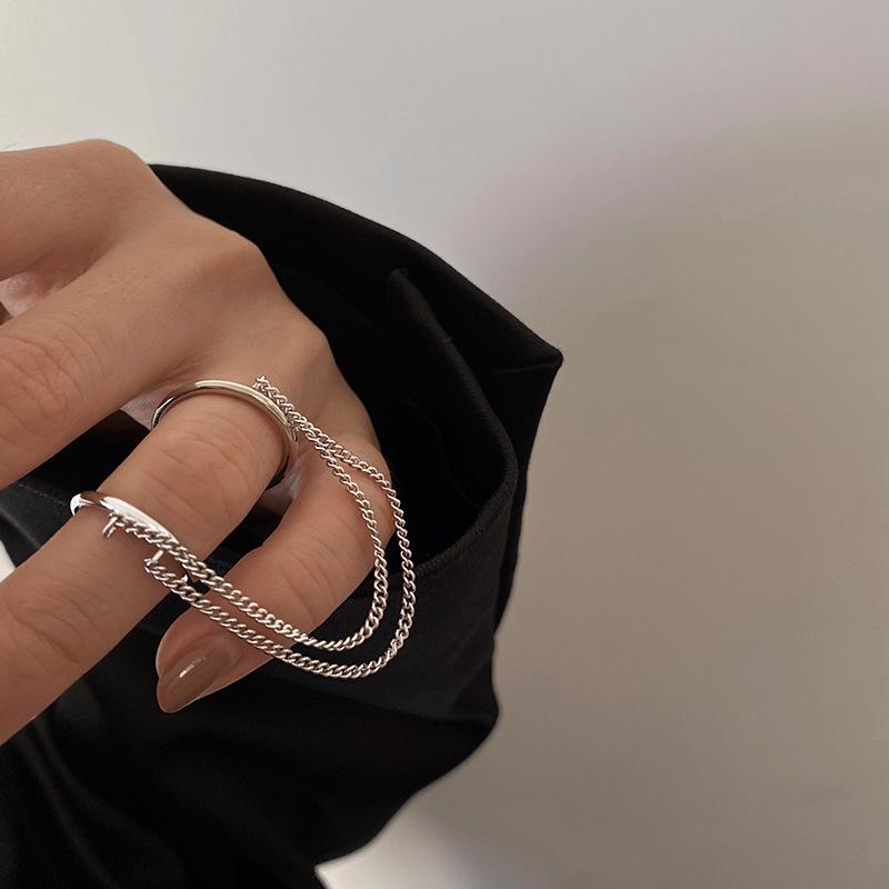 Adjustable Korean Street Style Double Chain Ring