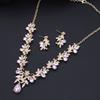 Luxury 3 Pcs Wedding Jewelry Sets for Women Dangle Earrings and Necklace Sets Bridal Costume Accessory