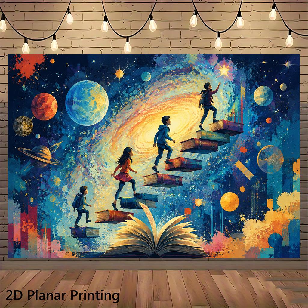 2D Flat Party Backdrop Banner - Reading & Exploring Starry Knowledge