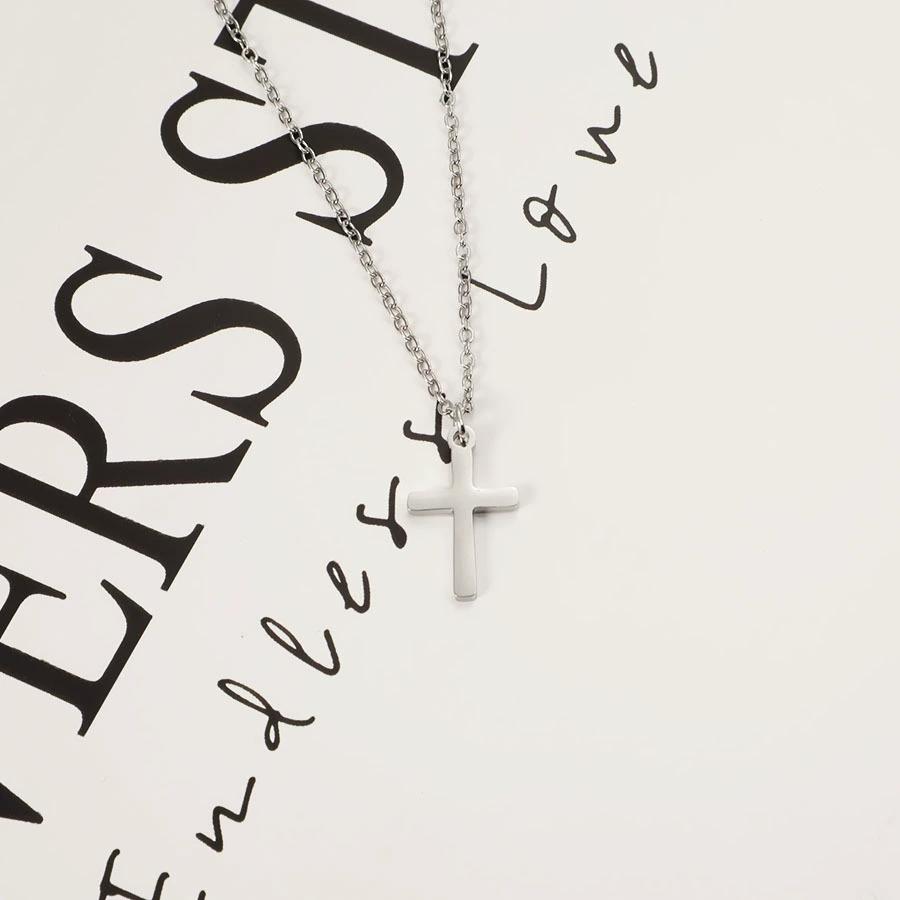 10pcs Stainless Steel Cross Pendant Necklace for Men Boys Gold Plated Silver Simple Fashionable Jewelry Beach Party