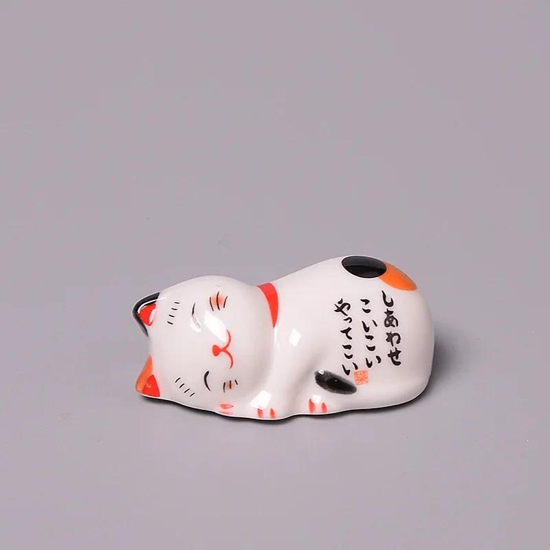 Zakka Милый держатель для палочек для еды в виде кошки, Посуда в японском стиле, Подглазурная роспись, Ресторан, Простая овальная подставка для ложки, Кухонная утварь