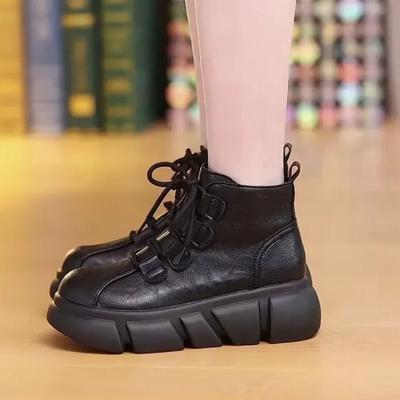 Водонепроницаемые ботинки на платформе большого размера, теплые, массивные, женские ботильоны, весна 2024, распродажа обуви, модные женские короткие туфли из искусственной кожи