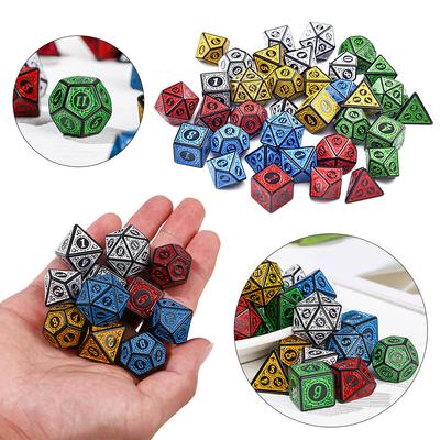 Многогранный набор из 7 игральных костей, игральные кости TRPG DND, аксессуары, многогранные кости D4 D6 D8 D10 D12 D20 для настольных карточных игр, математических игр