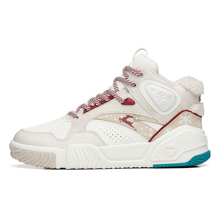 Anta Lifestyle Series Warmth And Anti-Slip High-Top Sneakers Women Sneakers White Gray 122238090R-3
