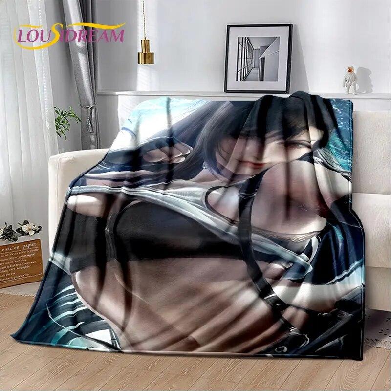 Sexy Girl Lace Tifa Aerith Anime Soft Plush Blanket,Flannel Blanket Throw Blanket for Living Room Bedroom Bed Sofa Picnic Cover