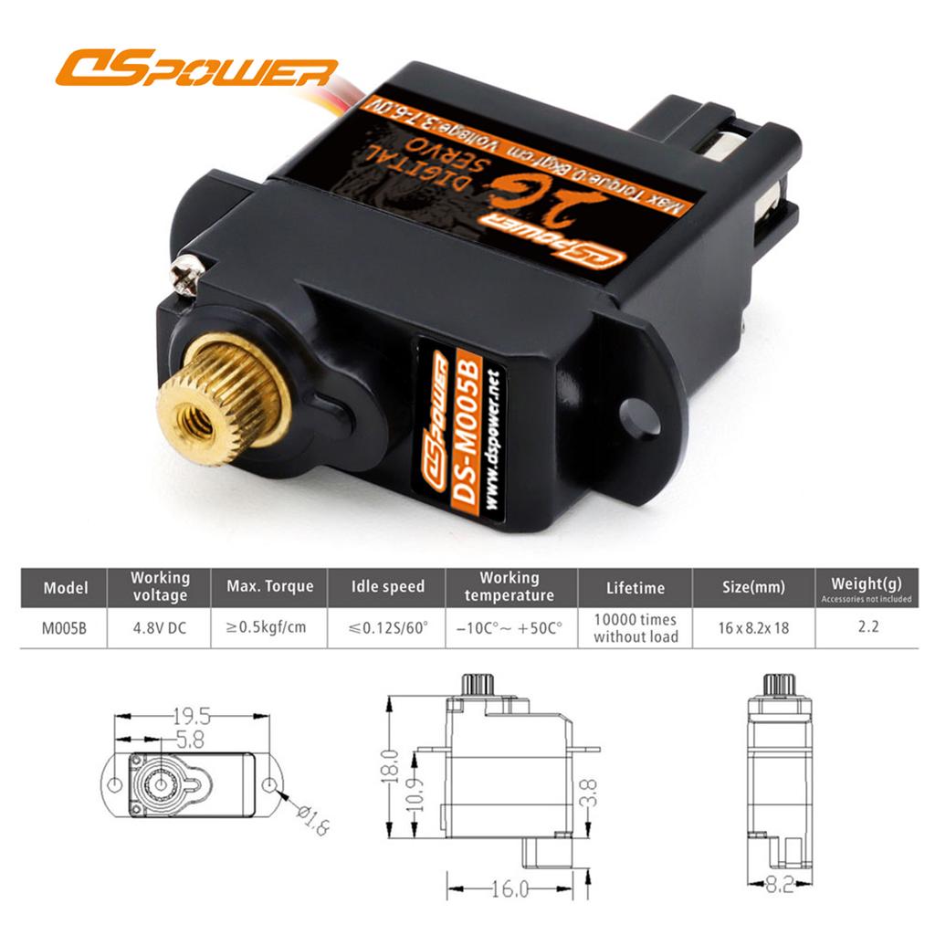 DSPOWER 1/5/10PCS 2G Micro Metal Gear Digital Servo Mini Motor for RC Car Airplanes Fixed-wing Helicopter Boat Duct Plane Robot