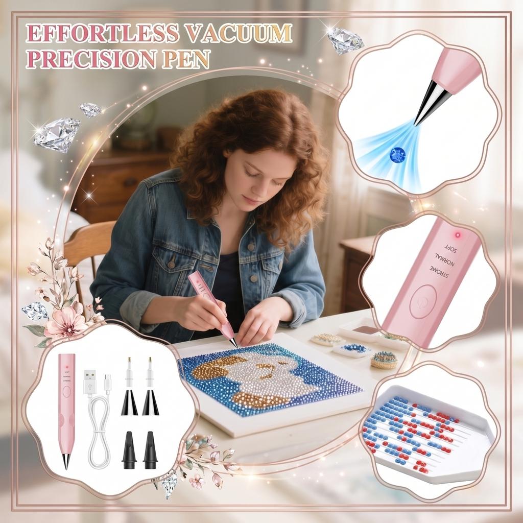 Adjustable Suction Electric Diamond Painting Pen Wireless Vacuum Pump Tool with Multiple Power Settings for Precision Crafting and Art Projects