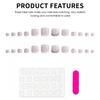 24PCS French Nude Square Fake Toenail Chip-Proof Smudge-Proof Fake Nails for Daily and Parties Wearing