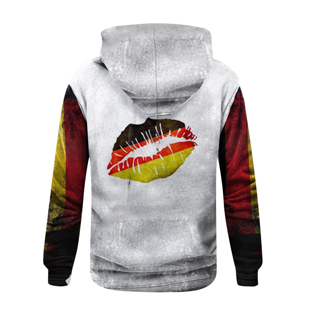 Модный свободный мужской и женский свитер с капюшоном с длинным рукавом и принтом