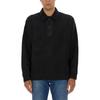 Embroidered Logo Long Sleeve Polo Shirt Men Tops Black 811565120-V0029