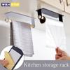Wall Mount Towel Hanger Rack Kitchen Cabinet Rag Hanging Holder Storage Rack Organizer Bathroom Roll Paper Rag Holder Towel Rack