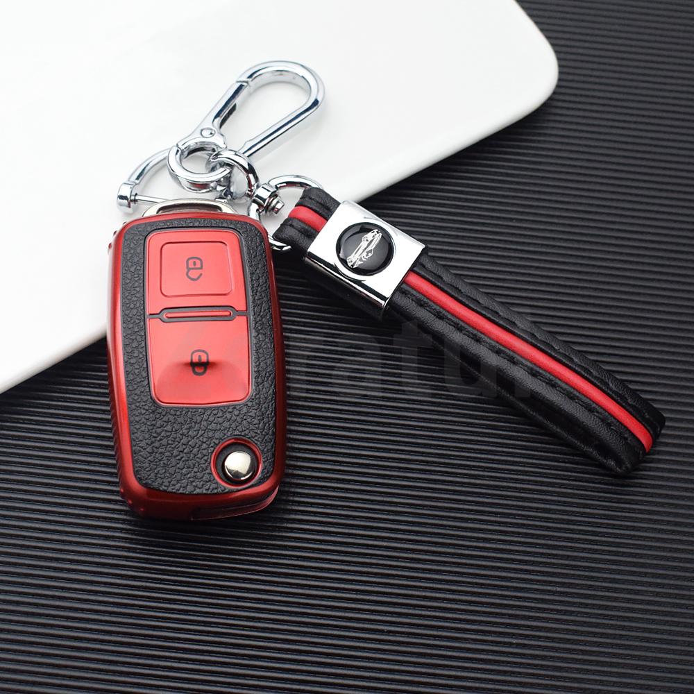 2/3 Buttons TPU Leather Car Key Case Cover Shell Fob Bag for VW Volkswagen Polo Tiguan Passat Golf Jetta Lavida Skoda Octavia