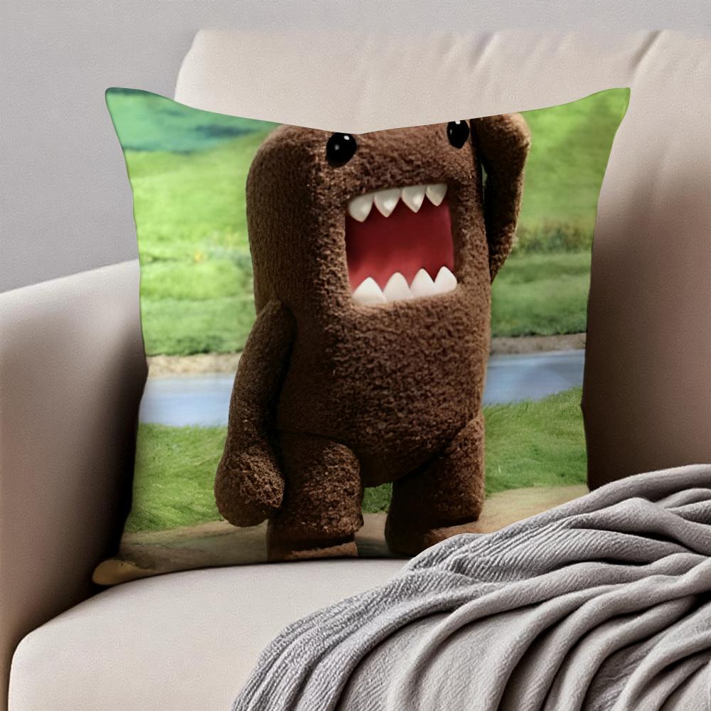 Cute Funny Japanese DDomokun Cushion Cover Pillowcase Antidustmite Invisible Zipper Short Plush Sofa Cushion