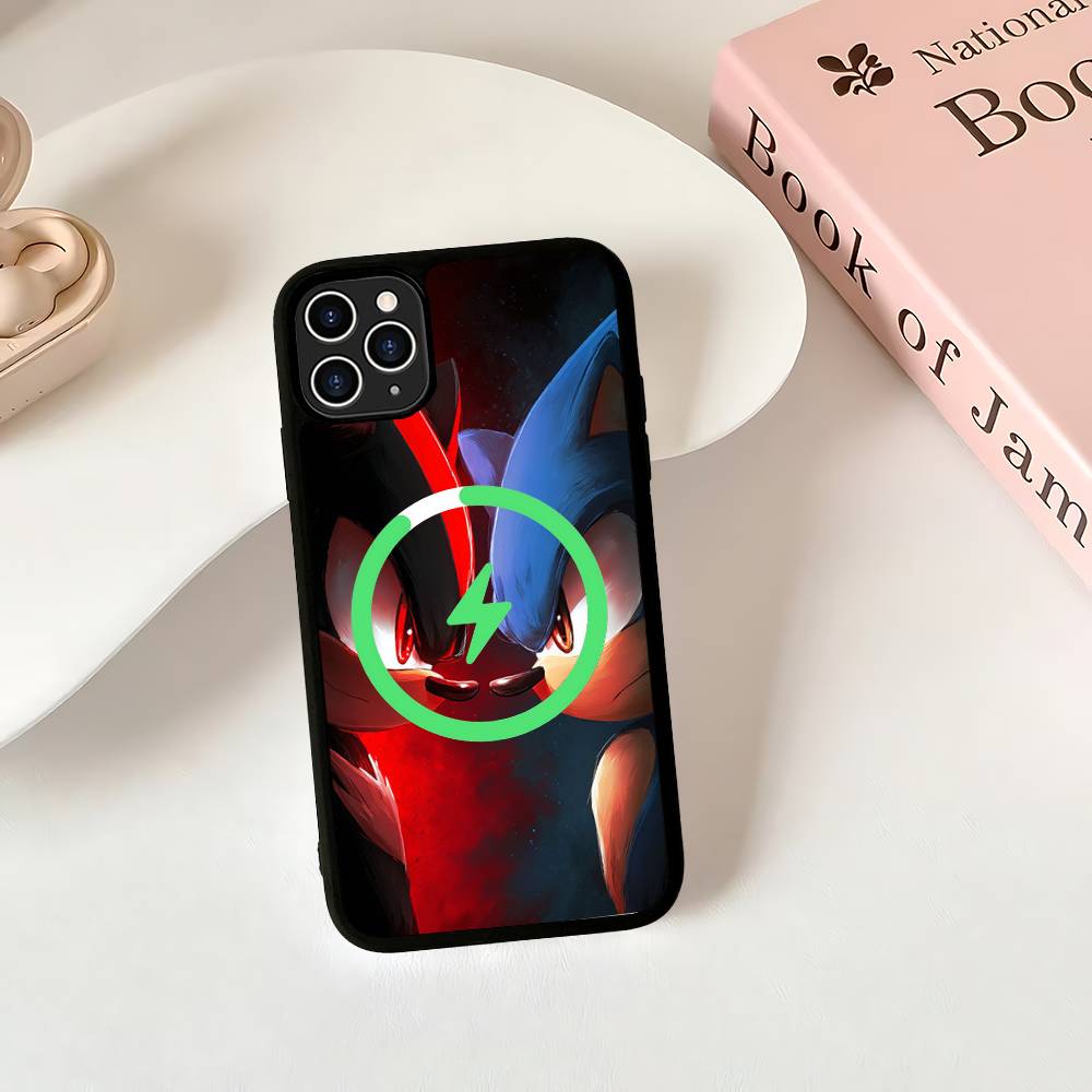 1pc Classic Cartoon S-sonicS Movie Phone Magnetic Case For IPhone 16 14 13 12 11 15 Pro Max For Magsafe Wireless Charge Cover