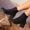 Женские ботильоны классического дизайна из искусственной замши, женские короткие ботинки на толстом каблуке, модные повседневные ботинки для прогулок на открытом воздухе с круглым носком