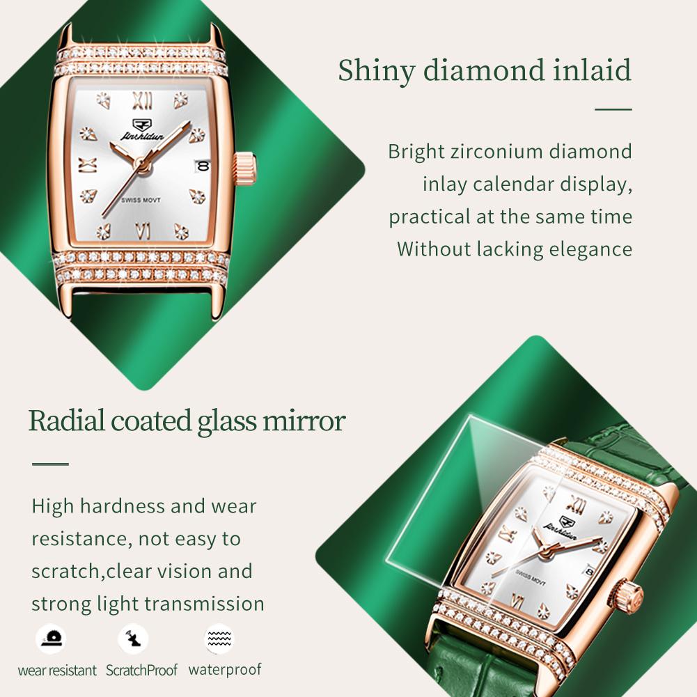 JIN SHI DUN Brand Watch Light Luxury Waterproof Luminous Quartz Watch Simple Diamond Set Women's Watch