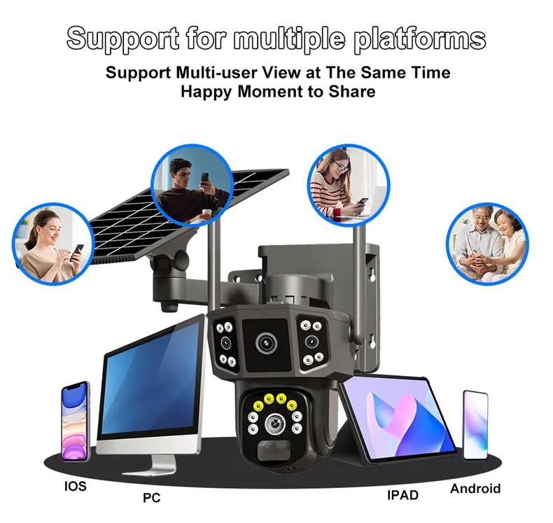 LS VISION 4K Dual Lens 4G SIM Solar Camera 8MP HD PTZ Auto Tracking Outdoor Security Surveillance Wireless WIFI Solar CCTV IP Cameras V380